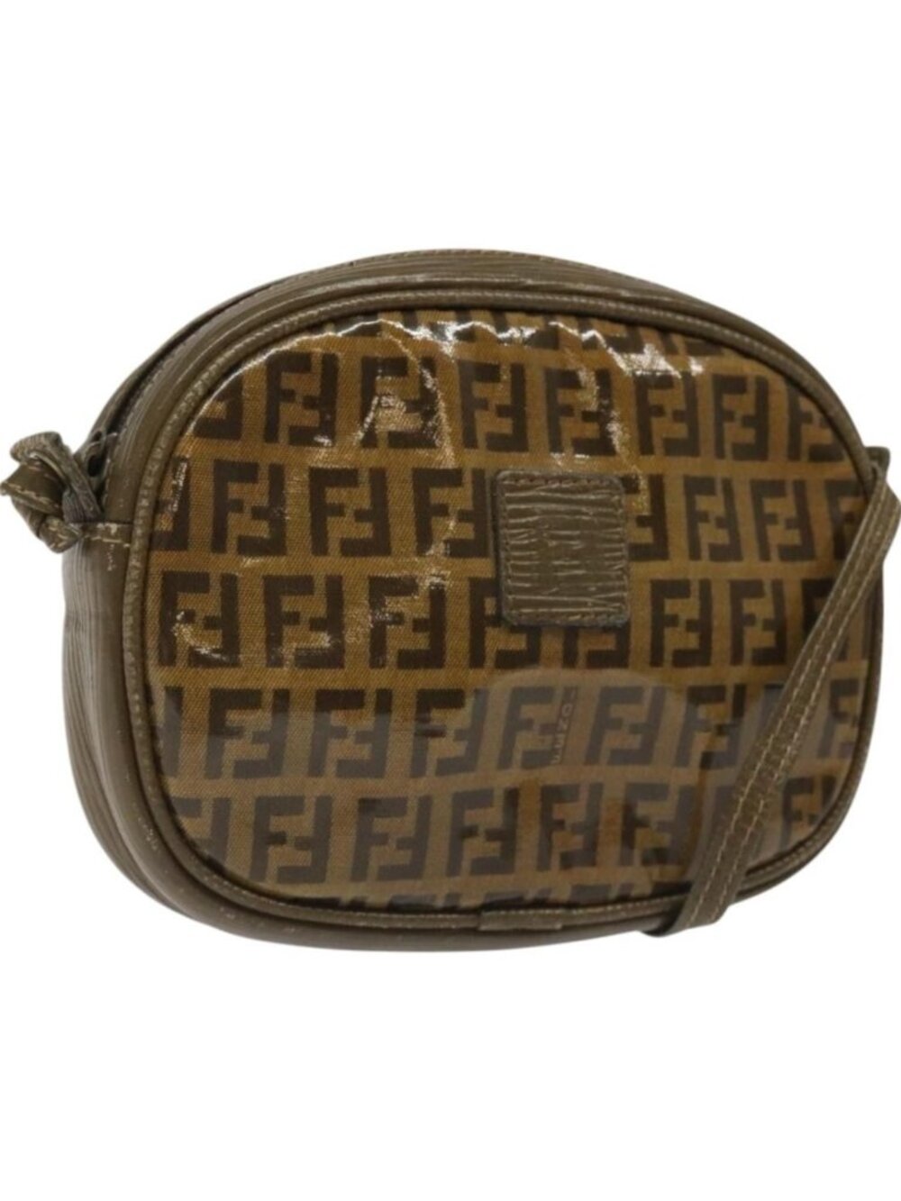 FENDI Zucchino Canvas Shoulder Bag Brown